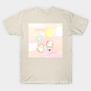 Muffin cat and bunny hanging on balloon T-Shirt